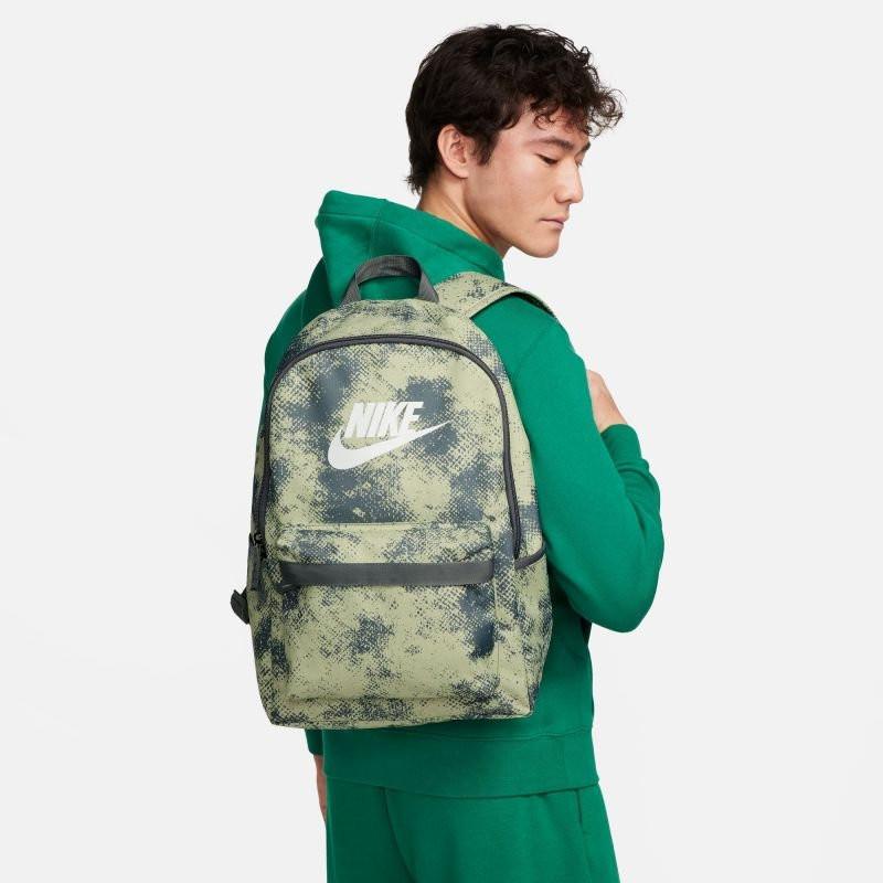 Nike Heritage Backpack Grey Silver Durable Polyester Daypack For School Gym And Travel.