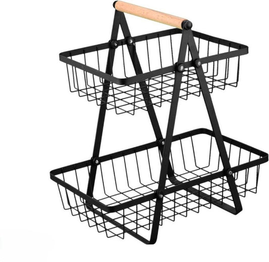 Panier à Fruits 2 Étages 43 cm Ceruzo Rangement Cuisine Corbeille Légumes - Afanaya