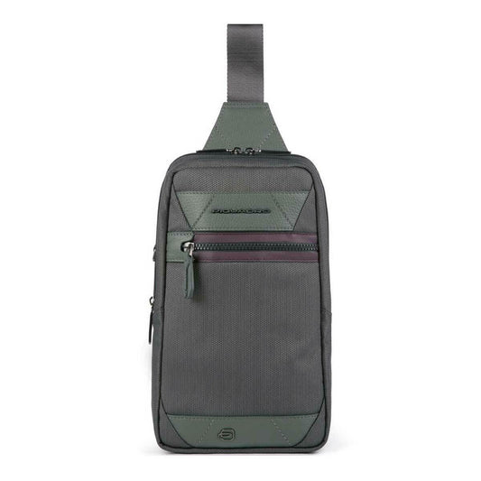 Piquadro Leather Sling Backpack Military Green for Men.