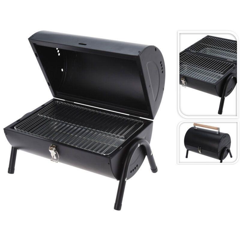 Portable Charcoal Barbecue Grill – Cylinder Tabletop Matte Black.