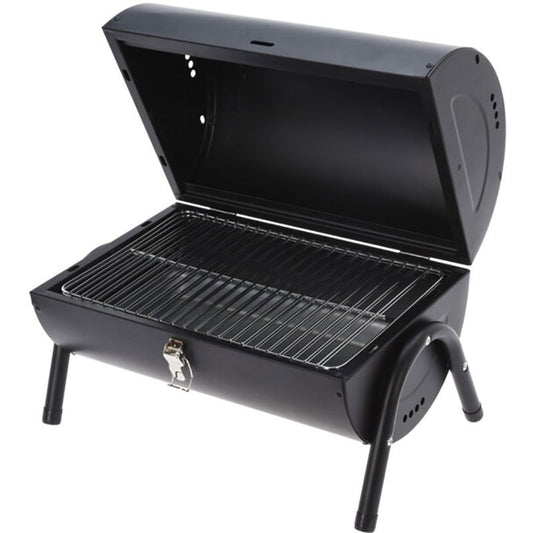 Portable Charcoal Barbecue Grill Cylinder Tabletop Model Matte Black Outdoor BBQ - Afanaya
