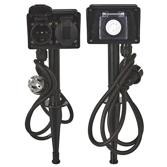 Premium Outdoor Garden Socket with 2 Outlets & Built - in Timer Waterproof Power Supply for Garden & Terrace - Afanaya