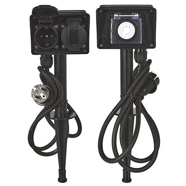 Outdoor Garden Socket – 2 Outlets with 24-Hour Timer, Waterproof.