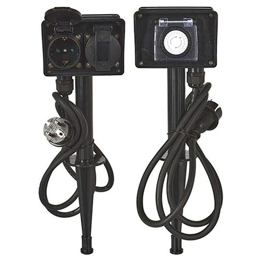 Outdoor Garden Socket – 2 Outlets with 24-Hour Timer, Waterproof.