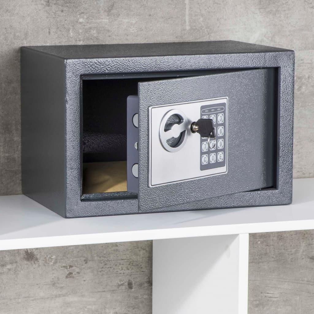 Safe With Electric Lock In Dark Grey Solid Steel Safe With Two Bolt Locking And Digital Code Access.