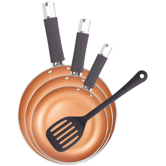 San Ignacio Broto Nonstick Frying Pan Set – 3 Pans with Spatula.