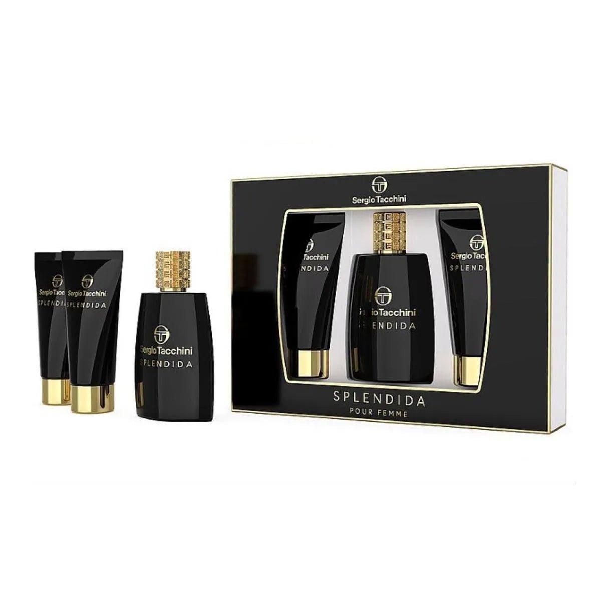 Sergio Tacchini Splendida Pour Femme Eau De Parfum 100ml Locion Corporal Perfumada 100ml Gel De Baó 100ml.