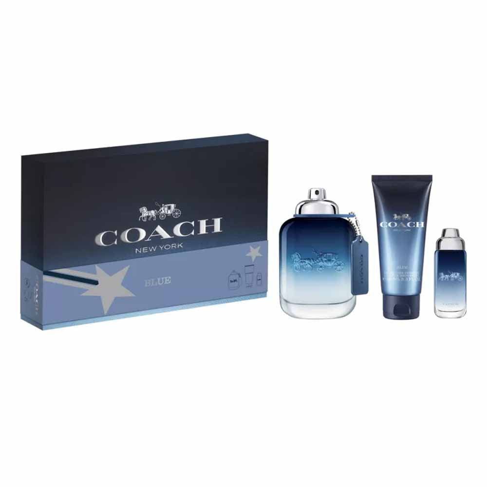 Coffret Coach: Blue, Eau De Toilette, Pour Homme, 100 ml + Blue, Eau De Toilette, Pour Homme, 15 ml + Blue, Gel Douche, Barbe & Cheveux, 100 ml