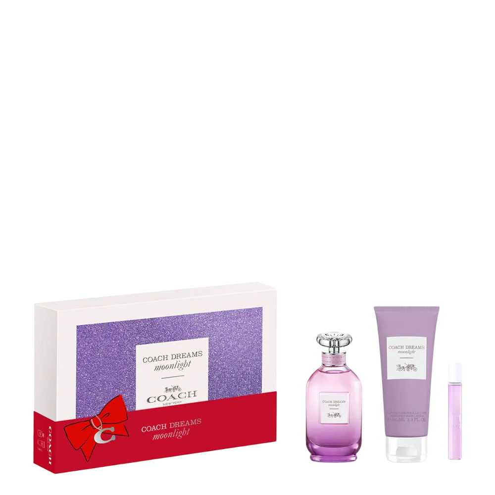 Coffret Coach : Dreams Moonlight, Eau De Parfum, Pour Femme, 90 ml + Dreams Moonlight, Eau De Toilette, Pour Femme, 15 ml + Dreams Moonlight, Lait Hydratant Pour Le Corps, 100 ml