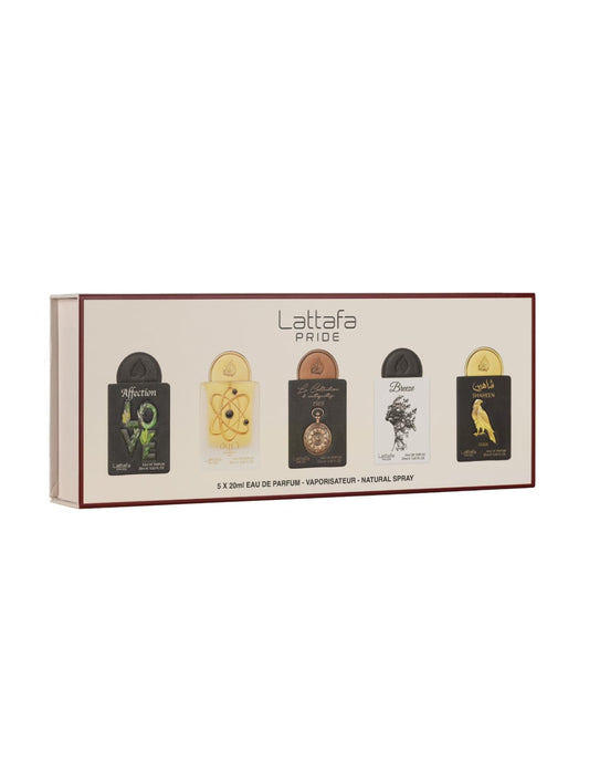 Coffret Découverte Lattafa 5x20ml EDP Unisexe | Affection Tharwah Gold Watch1505 Breeze Shaheen Gold