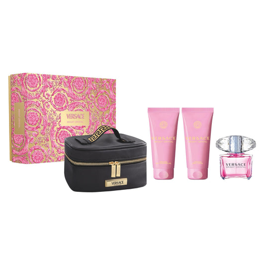 Coffret Versace : Bright Crystal, Eau de Toilette, Pour Femme, 90 ml + Bright Crystal, Lait Hydratant pour le Corps, 100 ml + Bright Crystal, Gel Douche, 100 ml +
