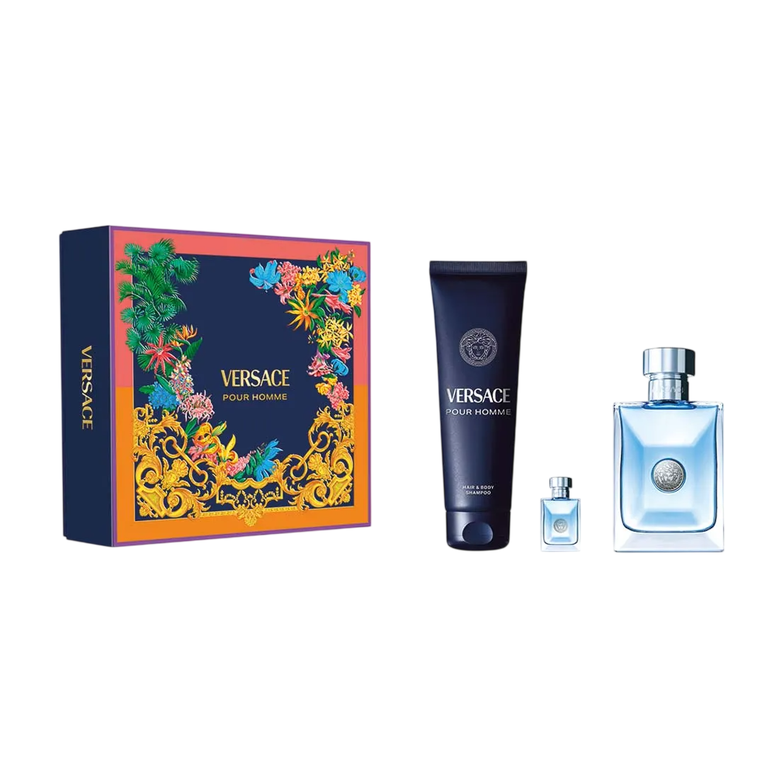 Coffret Versace Pour Homme Homme – EDT 100ml + Gel Douche 150ml + EDT 5ml – coffret