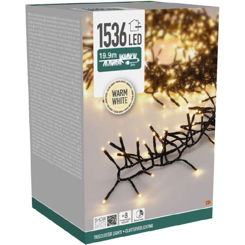 TreeCluster 1536 LED 22m Warm White Christmas String Lights w/ Timer & Functions.