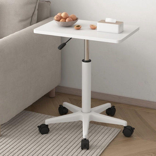 Side Table With Adjustable Gas Spring Height 60 To 80 Cm In White MDF Top 60x39 Cm Pro.