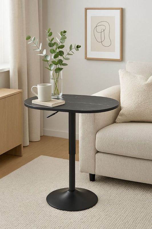 Side Table Oval Adjustable height Tablet Slot Small Coffee Table for Living Room Bedroom - Afanaya