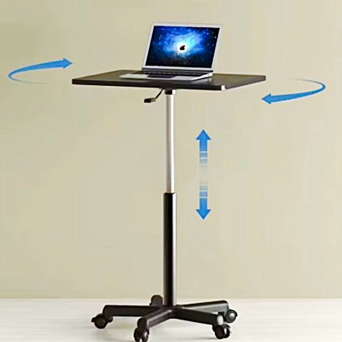 Side Table Pneumatic Laptop Elevation Table with Wheels Height Adjustable - Afanaya
