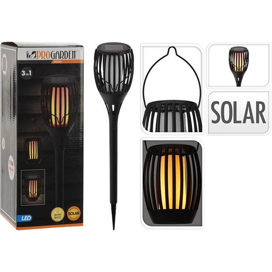 Solar Garden Lamp Torch Black LED Flame Effect Outdoor Light 3 In 1 Spike Decorative Waterproof Lamp.