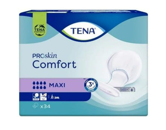 TENA Proskin Comfort Absorbent Protection Maxi 2 packs of 34 units - Afanaya