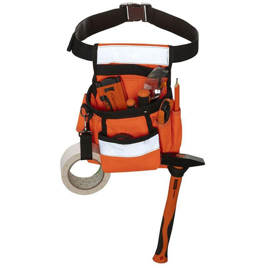 Toolpack Hi Vis Traditional Tool Belt With 1 Holster For Construction Sites Durable Safety Gear.