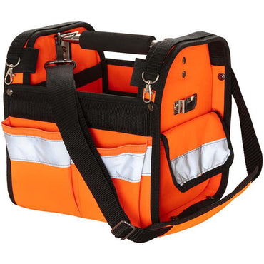 Toolpack Hi Vis Compact Tool Bag for Easy Tool Organization and Quick Access on Worksites.