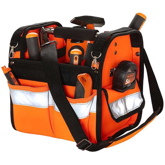 Toolpack Hi Vis Compact Tool Bag for Easy Tool Organization and Quick Access on Worksites.