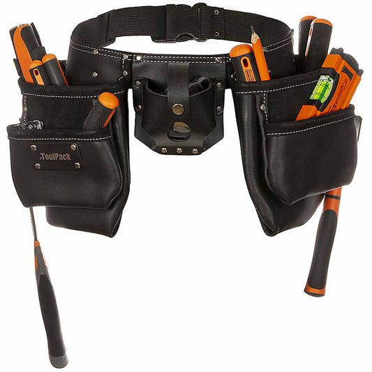 ToolPack Leather Tool Belt Industrial Heavy Duty Work Belt for Professionals - Afanaya