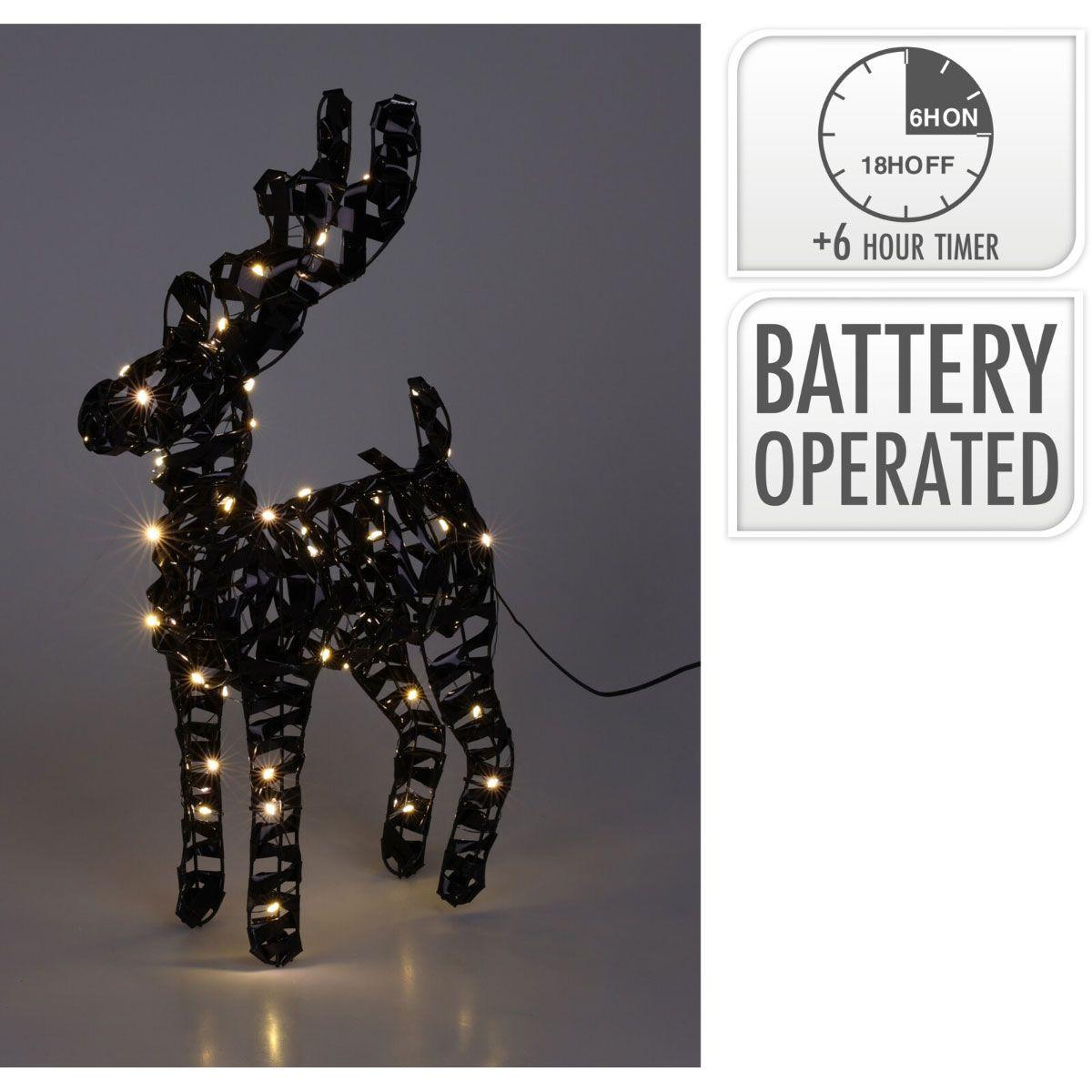 Illuminated Reindeer 37cm Black With 30 Micro LED Lights Indoor Christmas Decoration.