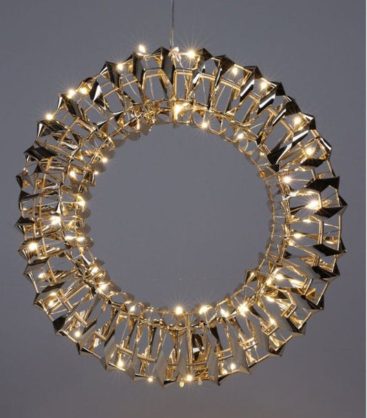 Verlichte Krans - Goud - 30 Cm - 50 Led - Afanaya