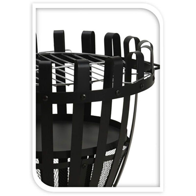 Fire Pit With Barbecue Grill Rack For Outdoor Heating And Social Grilling On Patio.