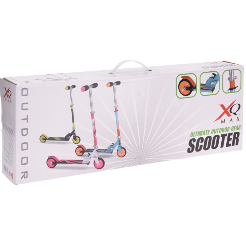 XQ Max Foldable Scooter With Foot Brake Blue And Orange For Kids Adjustable Lightweight Portable.