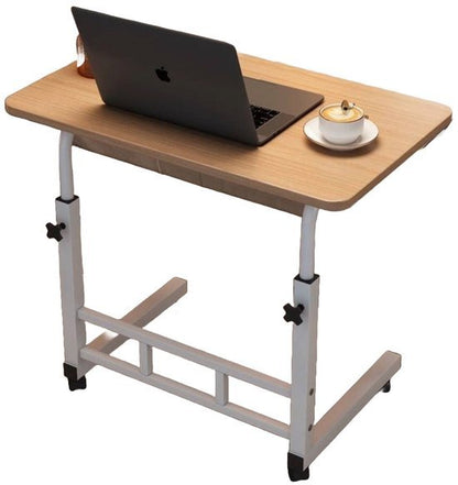 Adjustable Laptop Table for Bed & Sofa Mobile Desk with Wheels Height Adjustable, 80x40cm - Afanaya