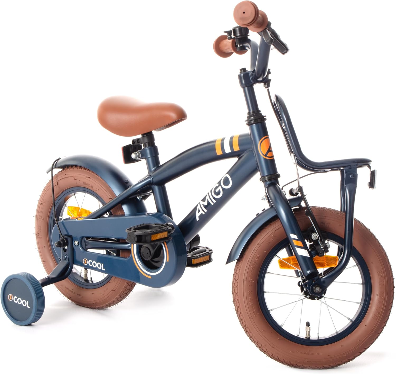 AMIGO 2Cool Boys Kids Bike 12" with Coaster Brake and V - Brake From 3 to 5 Years - Blue - Afanaya