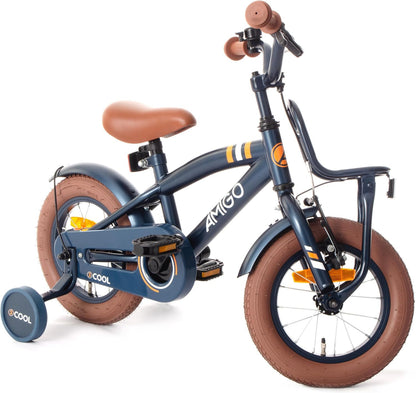 AMIGO 2Cool Boys Kids Bike 12" with Coaster Brake and V - Brake From 3 to 5 Years - Blue - Afanaya