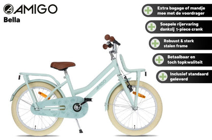 AMIGO Bella 18" Girls Bike Salmon Pink Kids Bicycle with Back Pedal Coaster Brake - Afanaya