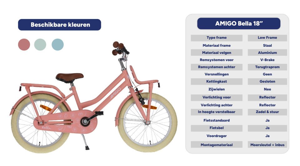 AMIGO Bella 20" Girls Bike Kids Bicycle with Back - Pedal Coaster Brake & Front Carrier - Afanaya