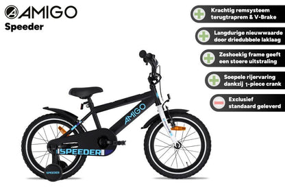 AMIGO Speeder Children's Bike 14 Inch with Handbrake Back Pedaling Handlebar - Afanaya