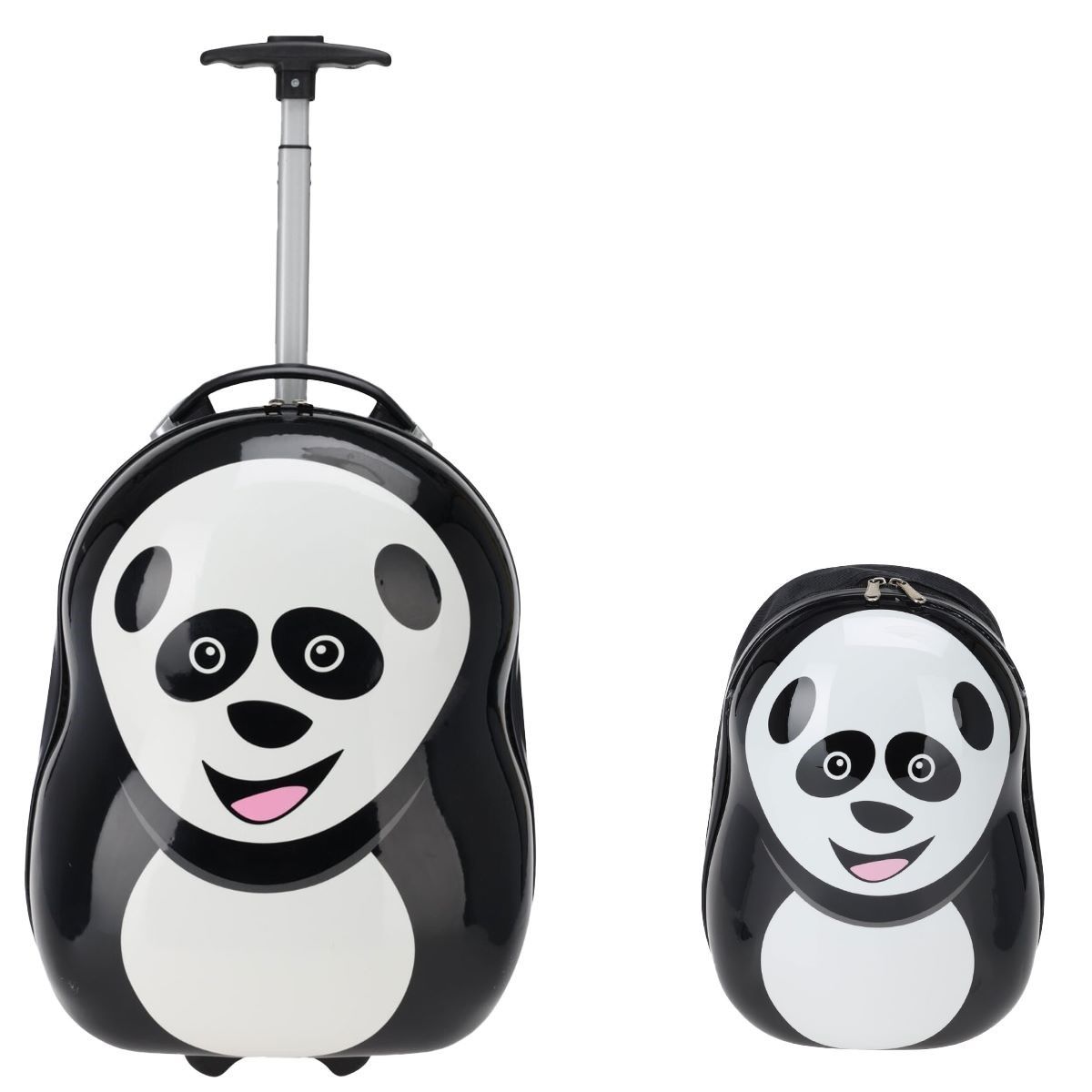 Backpack Children's Suitcase Panda Child Baggage Set with Retractable Handle - Afanaya