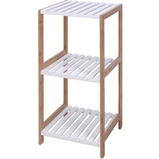 Bamboo and MDF Towel Rack Modern Bathroom Storage Stand - Afanaya