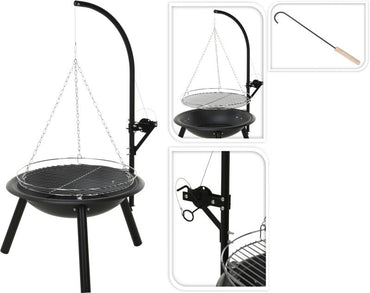 Barbecue Fire Dish with Grill Grate Outdoor Fire Pit BBQ 55 cm – Height 100 cm - Afanaya