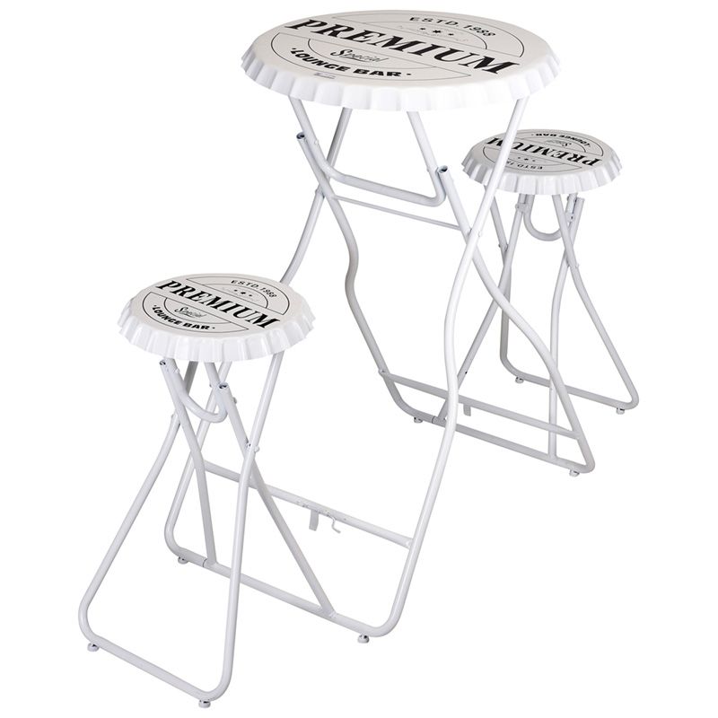 Bartafel Met 2 Stoelen - Wit - Afanaya