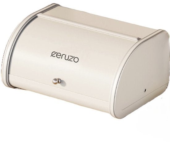 Soft beige bread bin with sliding lid, 35 cm, stylish kitchen storage