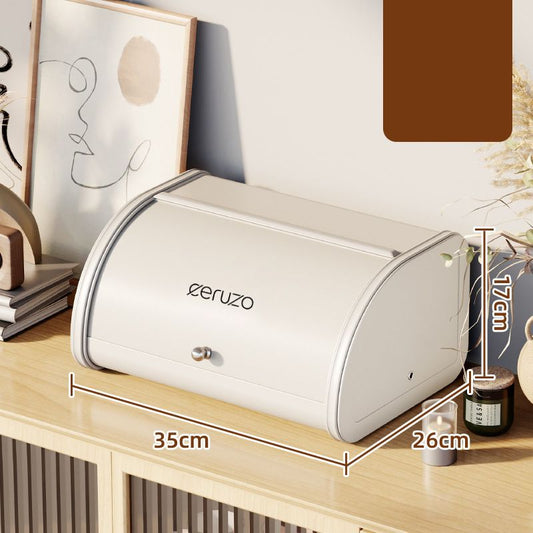 Bread Bin With Sliding Lid Stylish Kitchen Storage Soft Beige – 35 cm - Afanaya