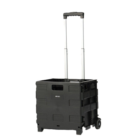 Ceruzo Folding Trolley with 30L Crates Portable Storage Cart with Collapsible Boxes - Afanaya