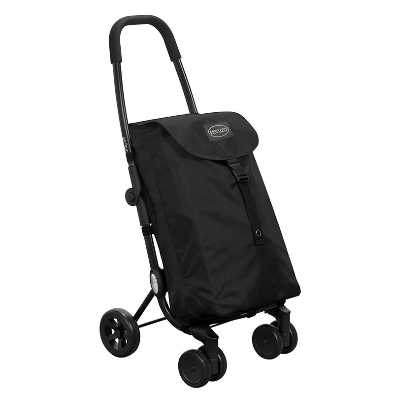 Ceruzo Go Four Shopping Trolley 43.5L Large Capacity Grocery Cart Foldable & Lightweight – Black - Afanaya