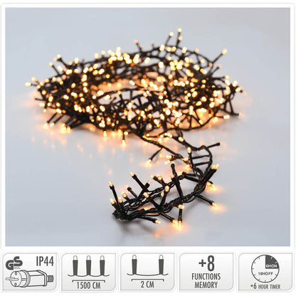 Decorativelighting Micro Cluster Met Haspel - 750 Led - 15 Meter - Met Timer - Extra Warm Wit - Afanaya