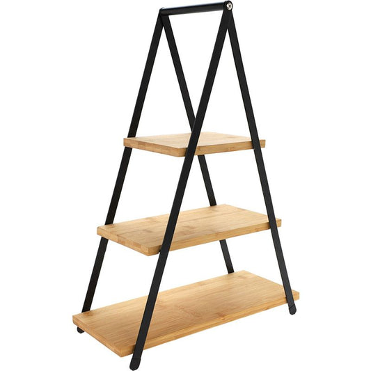Excellent Houseware Etagere 3 Lagen - Bamboe - Hoogte 53 Cm - Afanaya