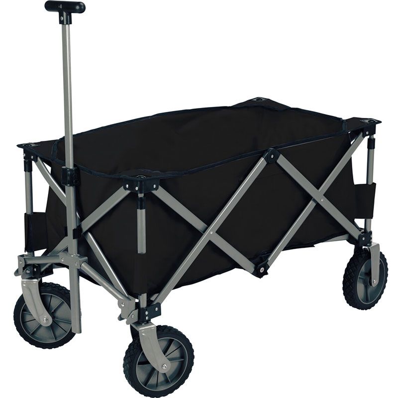 Garden Tool Collection Black Folding Outdoor Trolley Wagon with Protective Cover (90×49×58 cm) - Afanaya