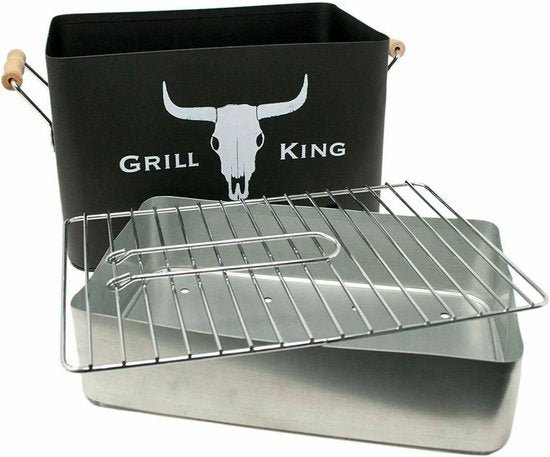 Grill King Black Non - Stick BBQ Grill Pan Indoor & Outdoor Cooking - Afanaya