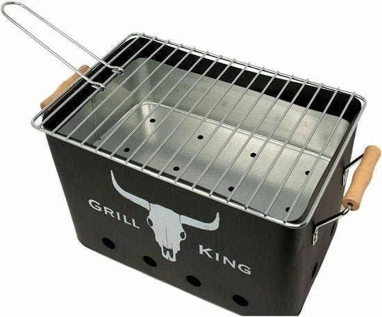 Grill King Black Non - Stick BBQ Grill Pan Indoor & Outdoor Cooking - Afanaya