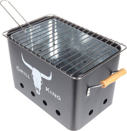Grill King Black Non - Stick BBQ Grill Pan Indoor & Outdoor Cooking - Afanaya